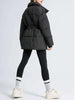 Women's Parkas Solid Color Warm Cotton Padded Coat Jacket Belt Gathered Waist Female Winter Clothing 2DB1775