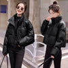 Solid Color Windproof Cropped Puffer Jacket Women Winter Thick Short Coat Warm Coat Fluffy Parka Vintage Tops Women's Clothing