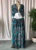 Women Dot Floral Printed Drawstring Ruched Batwing Half Sleeve Corset Maxi Dress Vacation Party Long Dresses Vestidos