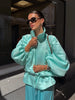 Shiny Stand Collar Short Jacket Women Puff Sleeve Drawstring Waist Cinching Pleated Jackets Autumn Causal Lady Outerwear