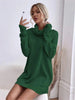 Women's Autumn Winter Knit Dress Solid Color Loose Turtleneck Comfortable Sweater Style Gown
