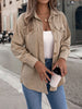 Autumn Winter Casual Single Breasted Pocket Jacket Solid Color Long Sleeve Corduroy Coats for Women Khaki Pink Red