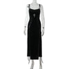 Dark Punk High Split Hem Straps Dess 90s Streetwear Gown Women Sexy Corn Bandage Velvet Dresses Mall Gothic Clothing