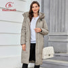 Women Winter Coat Long Thick Parkas Zip Up Warm Female Outwear Slant Pocket Drawstring Hem Women's Jackets 1107