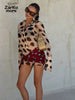 Women's Printed Scarf Short Shirt Dress 2 Pieces Set Long Sleeve Single Breasted Lapel Dresses Lace Up Scarfs Suit