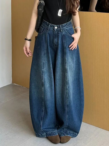 Autumn European and American Style Retro Loose Denim Pants Women Design Pants