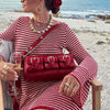 Women Vintage Striped Knitted Mini Dress Y2K Long Sleeve Slim Short Sweater Dress Elegant Ladies Holiday Beachwear