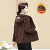 Middle Aged Elderly Mothers' Hooded Coat Spring Autumn Casual Fleece Jacket Large Size Women Casual Corduroy Outwear 4XL