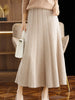 Women Autumn Winter Wool Skirt Long Pleated Skirt 100% Merino Wool Knitwear Grace Soft Dress Korean Style Skirt