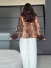 Leopard Print Women's Faux Fur Jacket Stand Neck Full Sleeve Slim Fitted Cropped Coats Female Autumn Winter Vintage Outwear