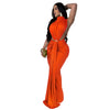 Women O-neck High Split Ruched Stacked Bodycon Midi Maxi Dress Evening Party Club Vestidos Sexy Chic Long Dresses
