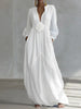 Boho Vacation Woman Maxi Dress 3D Flower V Neck Long Sleeve Solid Color Elegance Flowy Dresses Woman Spring Robes Vestidos