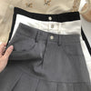 Y2K Vintage High Waist Pleated Skirt Women College Style Uniforms Safety Pants Mini Skirts Woman Korean Street Slim A-Line Skirt