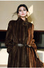 Spring Winter Long Soft Thick Warm Brown Faux Mink Fur Coat Women Elegant Chic Fluffy Overcoat