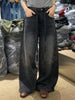 Glittering Rhinestone Denim Pants Women's Jeans Wide Leg Design Sensation Floor-Length Pants loose jeans