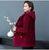 2026New Autumn Winter With Velvet Cotton-padded Jacket Women Mid-Aged Mother Hooded Floral Plus Velvet Warm Parkas Coat Female