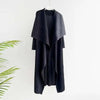 Pleated Long Trench Thin Temperament Solid Color Big Lapel Open Stitch Coat Female Coat Autumn 2C785