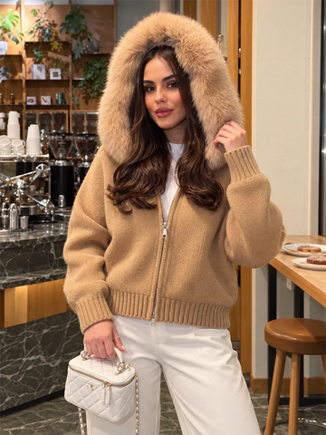 Slim Knit Cardigan Hoodies Women Autumn Solid Long Sleeve Sweater Coats Winter Street Vintage Basic Hoodie
