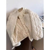 Chic Floral Corduroy Jacket for Women - Korean Loose Fit Round Neck Long Sleeve Cotton Top Warm Versatile Autumn Winter Shacket