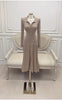 Retro Elegant Knitted Dress Women Long Sleeve Slim Single Breasted Bodycon Dresses Ladies Lapel Hollow Out Long Robe Vestidos