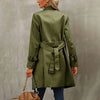 Women's Windbreaker Extra Long Button Cardigan Long Sleeve Belt Casual High Street French Jacket Female's Coat
