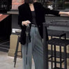 Autumn Black Velvet Women's Blazer Long Sleeve Single Button Casual Loose Temperament Suit Top Female Outerwear