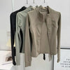 Yoga Suit Women's Standing Collar Long Sleeved Sports Jacket Running Training Fitness Top Windproof Running Suit