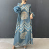 Vintage Chic Printting Straight Pleated Women's Dress Hand-Cranked Floral Long Dresses Spring Clothing 2DB6498
