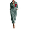 Autumn Striped Print Shirt Dress For Women Casual Turn Down Collar Color Blocking Pocket Long Dresses Graceful Robe