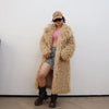 Colorful Fahionable Faux Fur Mongolian Jacket Long Tailored Collar Plush Winter Coat for Women Elegant Loose Fit Outerwear
