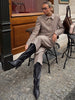Houndstooth Blazer Set Women Lapel Collar Full Sleeve Coats Loose Long Trouser Lady Vintage Two Piece Outfit