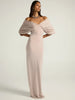 Women Off-shoulder Ruched Sexy Maxi Dress Elegant Deep V Neck Draped Sleeve Bodycon Club Party Long Dresses Female