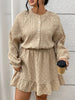 Plus Size Solid Buttons O-Neck Long Sleeve Shirt Dress Women Autumn Elastic Waist Casual Ruffle Hem Short Dresses