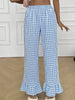 Women’s: versatile checkered, ruffled, straight-leg pants that add a touch of freshness and youthful appeal