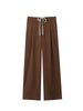 Women's Double Waistband Wide Leg Pants, High Elastic Waist With Drawstring, Side Pockets, Female Trousers, Chic