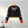Napoleon Golden Short Jacket Women Vintage Stand Collar Long Sleeve Cropped Jackets Autumn Lady Outwear High Street