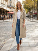 Women With Belt Solid Double Breasted Trench Vintage Lapel Neck Long Sleeves Female Chic Lady Outfits