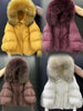 Winter Women's Casual Thickened Warm Knitted Sleeve Goose down Jacket Real Mink Collar Hooded