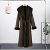 Fluffy Faux Fur Long Coats With Belt Women Winter Thicken Long Sleeve Lace Up Jackets Female Street Chic Outerwear