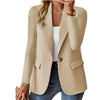 Women Solid Button Suit Coat Lapel Long Sleeve Hatless Casual Coat Jacket Oversized Work Office Lady Business Autumn
