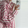 Striped Hooded Long Trench Coat Drawstring Waist Open Front Spring Women Glam Outerwear Warm Casual Lady Windbreaker Jacket