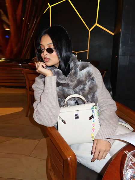 Autumn Knitted Long Pants Sets For Women Faux Fur Patchwork Zipper Sweater Jacket Wide Leg Trousers Lady Chic 2 Pieces Sets