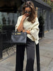 Irregular Draping Knitted Shawl Jumper Knitwear Loose Elegant Cape French Minimalist Cloak Knit Sweater Women Top Spring