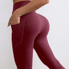 Women Fitness Lenggings With Side Pockets Female Full Length Leggings Running Pants Comfortable High Waist Yoga Pants