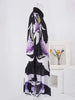 Pleated Print Dress For Women Lapel Single Breasted Loose Long Contrast Color Female Dresses 2DA4600