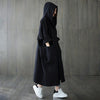 Spring Fall Oversized Women Simple Long Cardigan Hooded Black Khaki Casual Loose Pockets Trench Batwing Sleeve Stylish Midi Coat