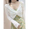 Womens Floral Lace Shrug Open Front Cardigan Shirt Long Sleeve Formal Elegant Shrug Tops Jacket for Dresses
