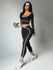 Women's Fall/Winter Round Neck Long Sleeve Yoga Top Outdoor Sports Fitness Yoga Pants