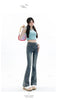 Women Jeans Cotton Denim Flared Pants Elastic Force Vintage Streetwear High Waist Slim Mom Harajuku Trousers Plus Length