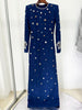 High Street Designer Party Vestido Women's Formal Long Sleeve Beaded Long Maxi Dress